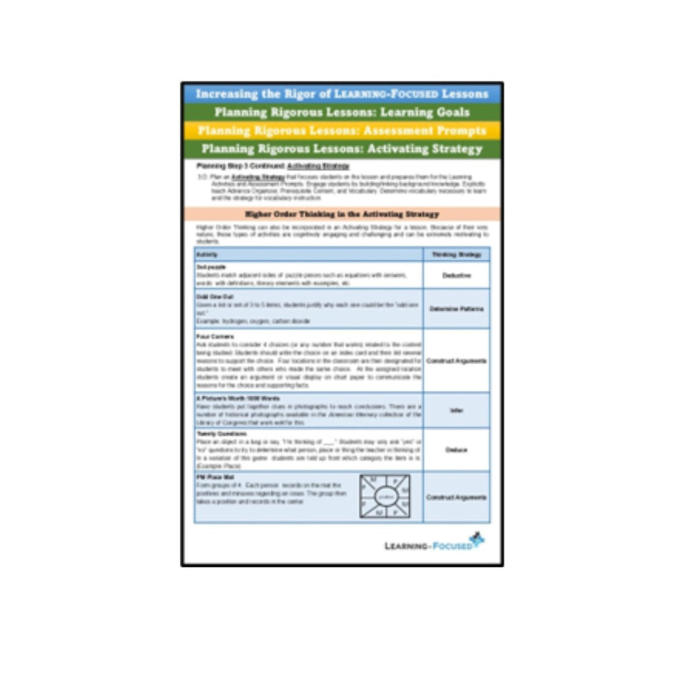 Increasing the Rigor of Learning-Focused Lesson Flipchart