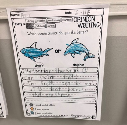 early student writing